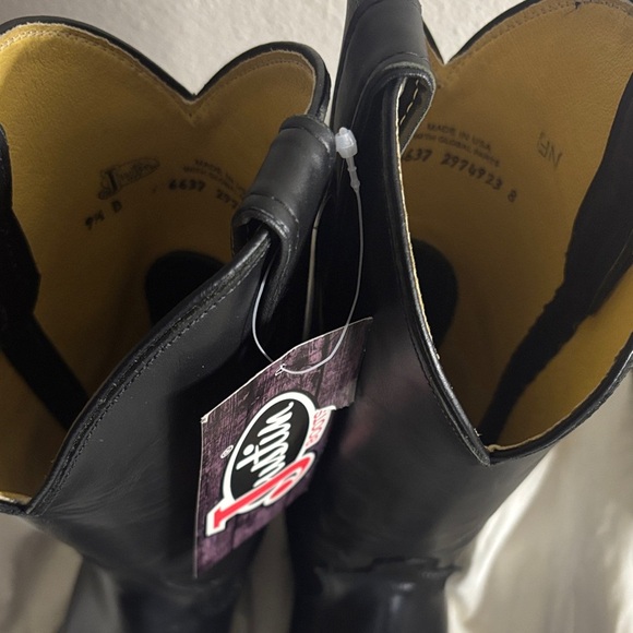 Justin Boots Black Leather Western Boots - Picture 2 of 5